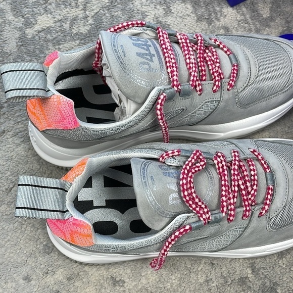 NIB P448 Luke Sneakers Platform Shabby Gray Pink Python Embossed Sz 39 - Picture 13 of 16
